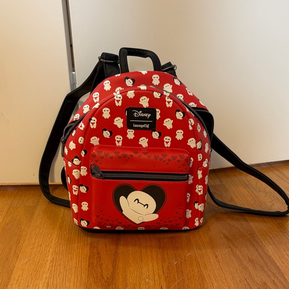 Loungefly Red and Black Disney Backpack